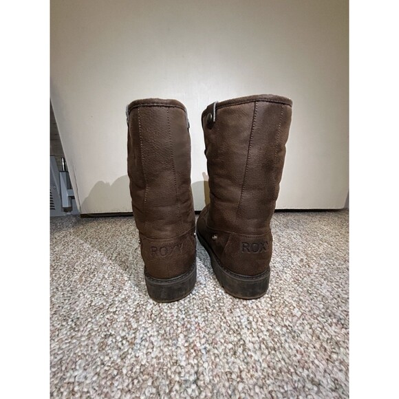 Roxy Bruna Fold Over Fuzzy Combat Boots Chocolate brown 8.5 - Picture 6 of 16